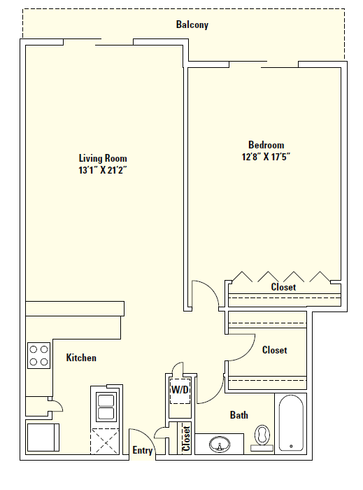 A3 Floor Plan at Memorial Towers Apartments, The Barvin Group, Houston, TX