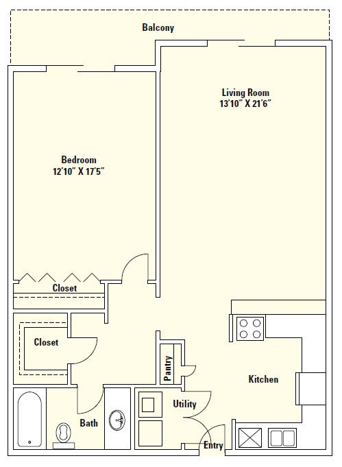 Floor Plan  A5 920 Sq.Ft. Floor Plan at Memorial Towers Apartments, The Barvin Group, Texas