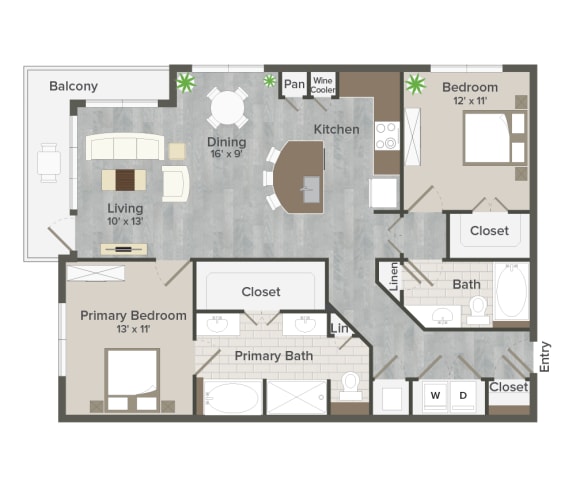 Floor Plan  B2 Parker Floor Plan at The Heights at Woodland Park  Apartments, The Barvin Group, Texas, 77009