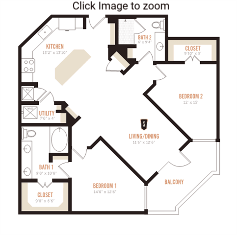 B6 Floor Plan at Southline Apartments, The Barvin Group, San Antonio, TX, 78215