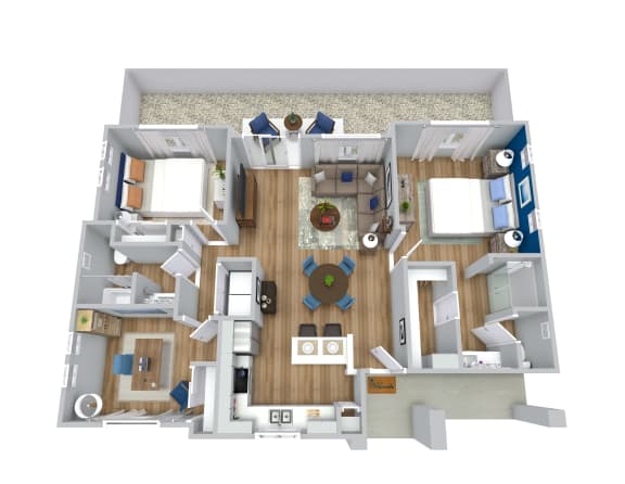 3 Bedroom 2 Bathroom Floor Plan at Avilla Trails, Fort Worth, 76123