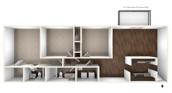 3 bed 2 bath floor plan D at Premier Apartments, Austell, GA, 30168