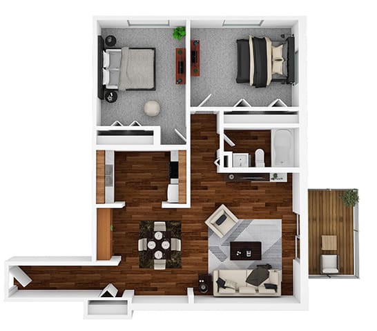 2 Bedrooms and 1 Bathroom Breckinridge Floor Plans at Aspen Ridge Apartments, West Chicago, IL, 60185