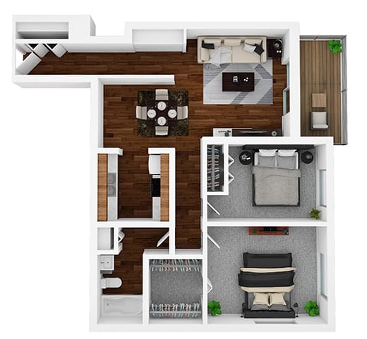 2 Bedrooms and 2 Bathrooms Floor Plans Cambridge at Aspen Ridge Apartments, West Chicago, IL