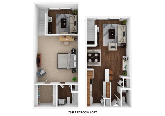 1 bed 1 bath floor plan at Fox Run Apartments, Illinois