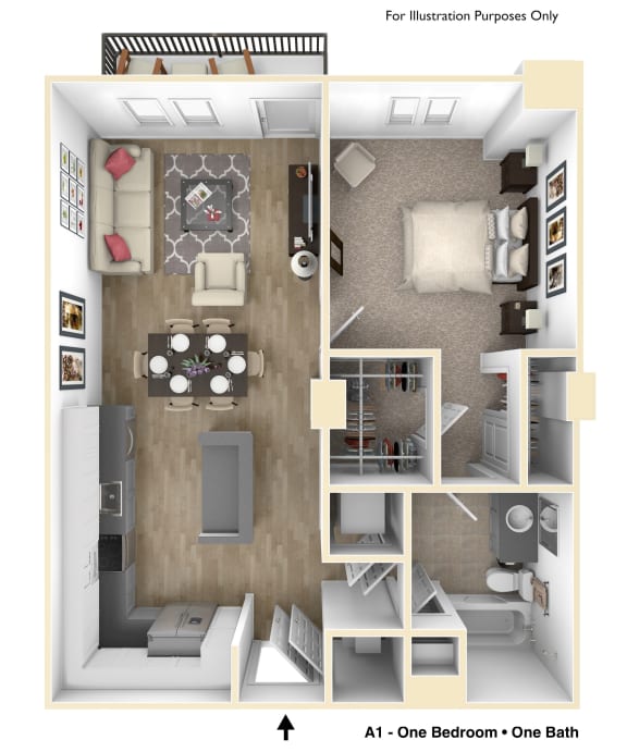 Floor Plan  Ventura Pointe Apartments in Pembroke Pines 1 bedroom 1 bathroom floor plan