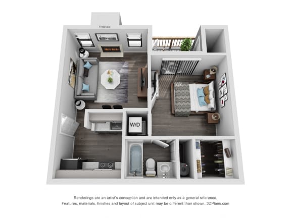 Floor Plan  Avisa Lakes Ashland 1 bedroom apartment for rent