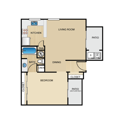 Floor Plan  Rialto 1 Bedroom Apartment for Rent Granite at Tuscany Hills San Antonio