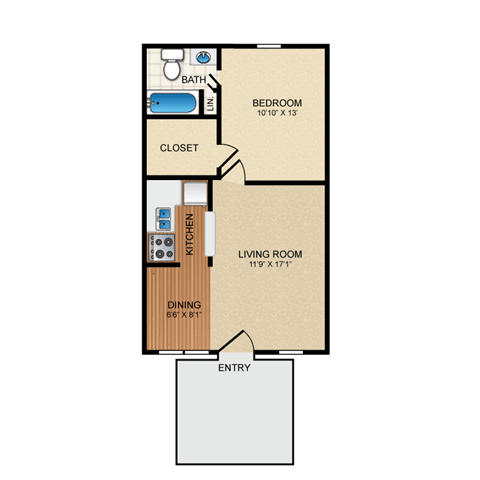 Floor Plan  Tumbleweed 1 Bedroom Apartment for Rent at Granite at Olsen Park Amarillo