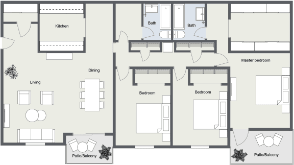 Floor Plan  2D- Red Bay- Bald Cypress model- 3Bed 3Bath