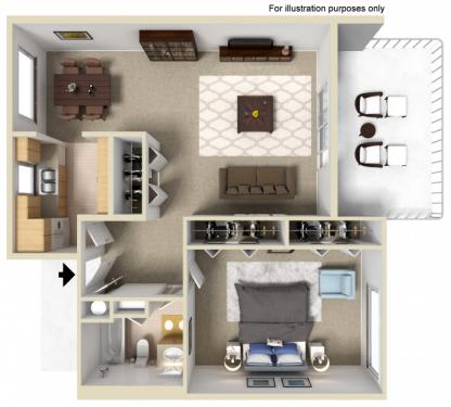 1 Bed Floor Plan - Hideaway