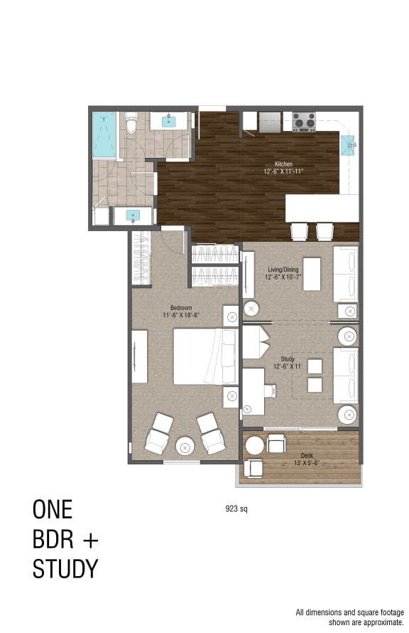 Floor Plan  One Bedroom w/ Study/Office Floor Plan A