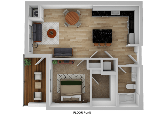 1 bedroom apartment Floor plan for The Isaac