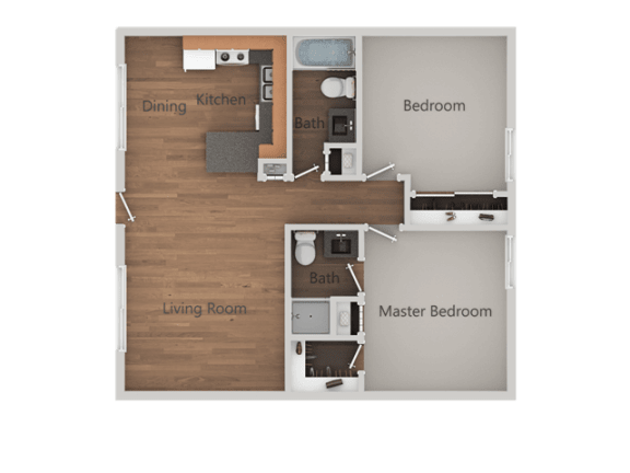 2 bedroom 2 bath Floor Plan at Sands&#xA0;Apartments, Mesa, 85213
