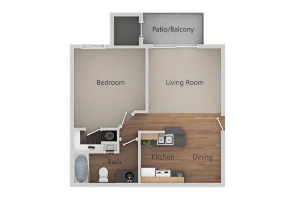 One bedroom One bathroom Floor Plan at Cimarron Place Apartments, Tucson, AZ, 85712
