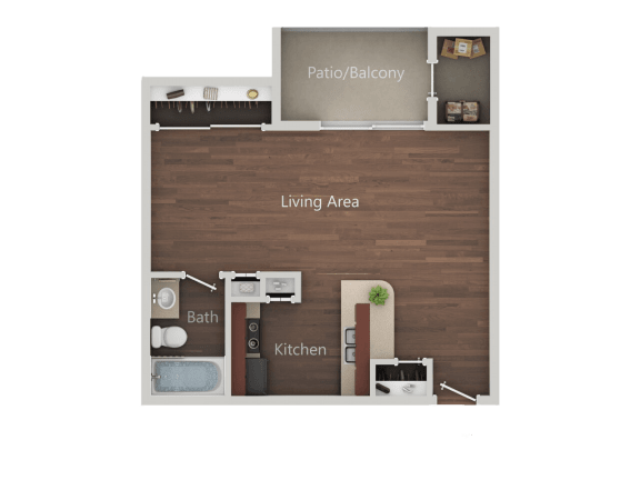Studio_B Floor Plan at Eucalyptus Grove&#xA0;Apartments, California, 91910