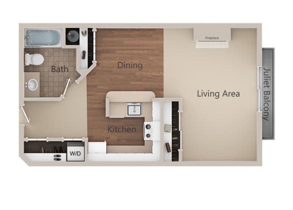 Studio  Floor Plan at Metropolitan Place&#xA0;Apartments, Renton, 98057