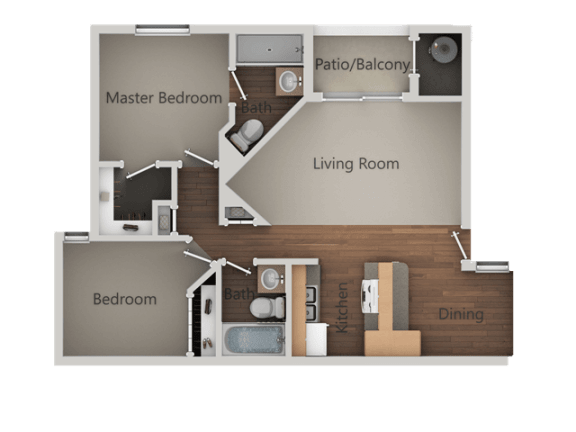 2 bedroom 2 bath Floor Plan at Ranchwood Apartments, Glendale, AZ, 85301