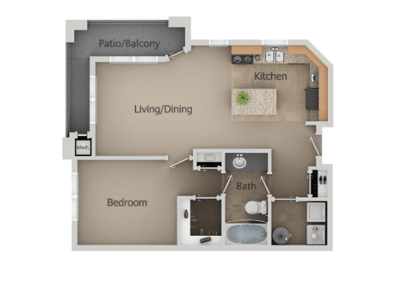 1 Bedroom 1 Bathroom Floor Plan at San Moritz&#xA0;Apartments, Midvale, UT, 84047