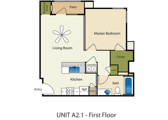 1 Bedroom 1 Bathroom Floor Plan at Providence Place Apartments, Salt Lake City, UT