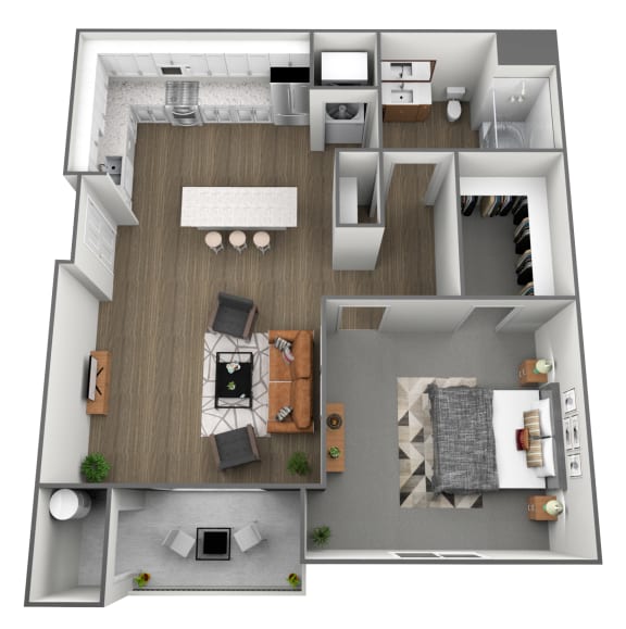 1 Bed 1 Bath Floor Plan at Parc Ridge Apartments, Riverton City, UT, 84096