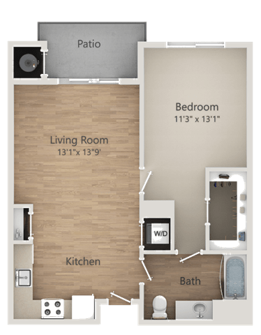 1 Bed 1 Bath Floor Plan at Kimpton Square Senior Apartments, Midvale, 84047