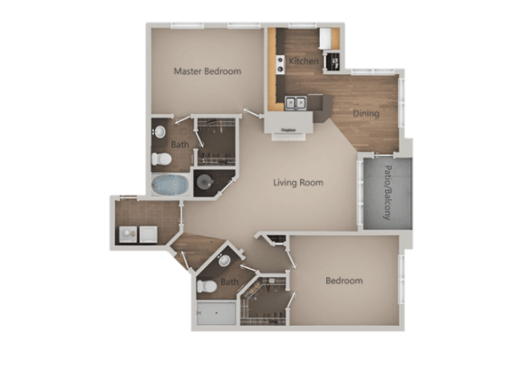 2 bedroom 2 bath Floor Plan at Pinehurst&#xA0;Apartments, Midvale, UT