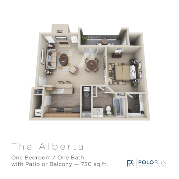 730 Square-Foot Alberta Floor Plan at Polo Run Apartments, ZPM, Yardly, 19067