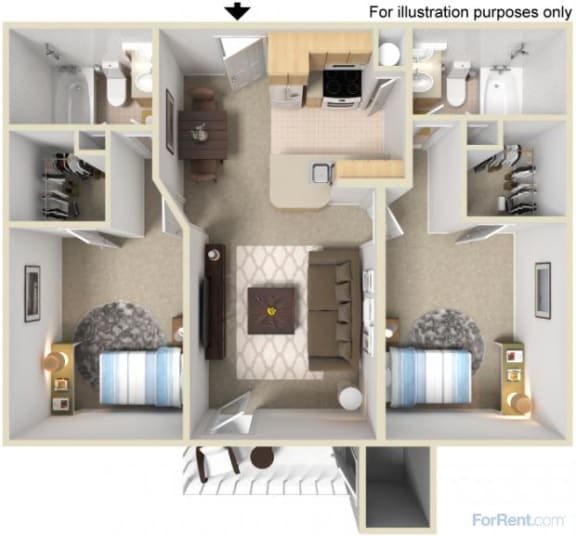 Floor Plan  Connect on Union Two Bedroom Two Bathroom Apartment
