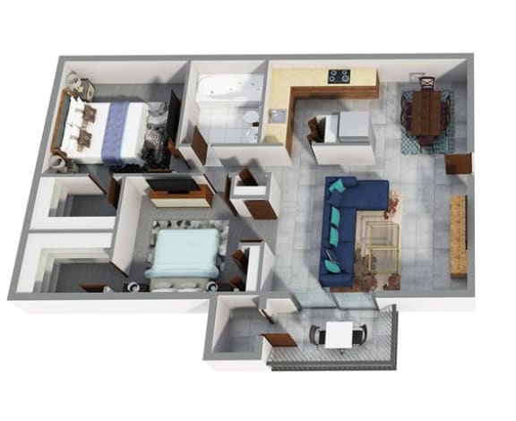 Floor Plan  Two Bed One Bath