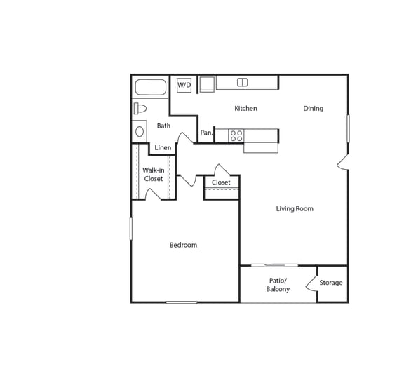 Floor Plan  A1 floorplan, Broadway Apartments, Garland, TX