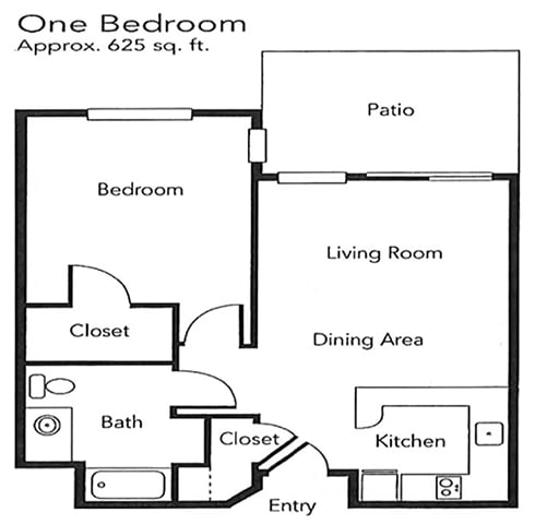Floor Plan  One bedroom One bathroom Floor Plan at Cogir of Sonoma, Sonoma, 95476
