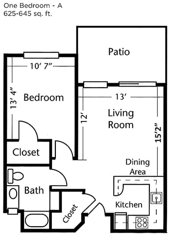 Floor Plan  One bedroom One bathroom Floor Plan at Cogir of Vallejo Hills, Vallejo, 94591