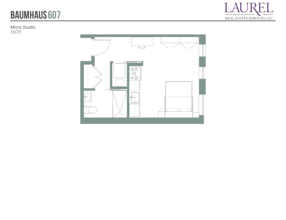  Floor Plan Studio, 1 Bathroom
