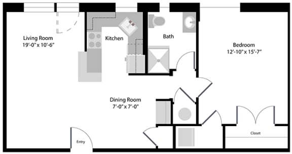 Floor Plan  Best 1 Bedroom Rosslyn VA Apartment Rentals