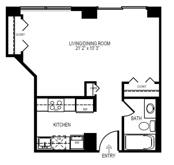 Floor Plan  Modern Studio Apartments for Rent in Crystal City Arlington VA