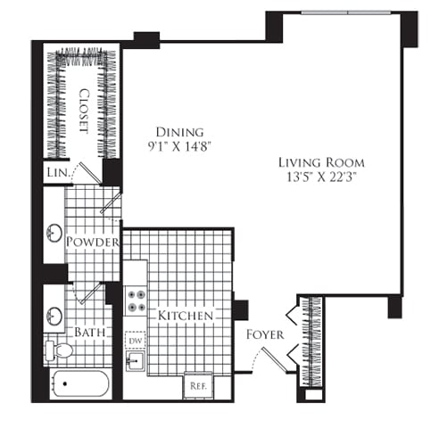 Floor Plan  Studio Apartments in Chevy Chase Maryland