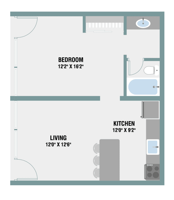 1A Floor Plan at The Palms on Main, South Carolina, 29201