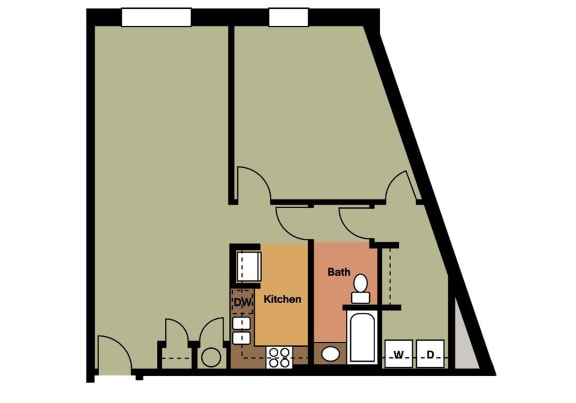 Floor Plan  1F: Beds-1: Baths-1: Sq Ft Range - 954-954