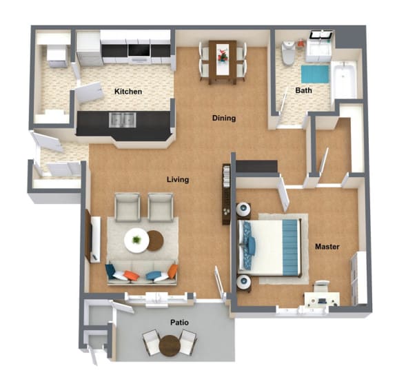 Bravata Floor Plan Bravata Floor Plan 820 Sq.Ft. at The Lusitano Apartments, Spokane