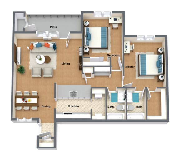 Floor Plan  Domasco Alt Floor Plan 1,145 Sq.Ft. at The Lusitano Apartments, Spokane, 99208