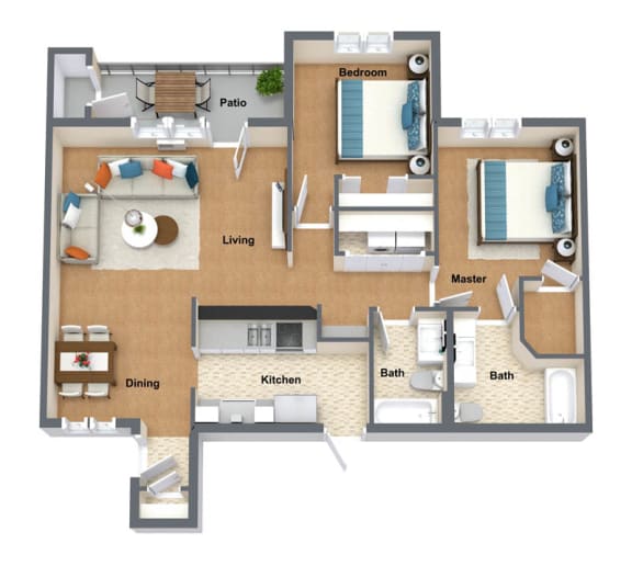 Domasco Floor Plan 1,145 Sq.Ft. at The Lusitano Apartments, Spokane, WA