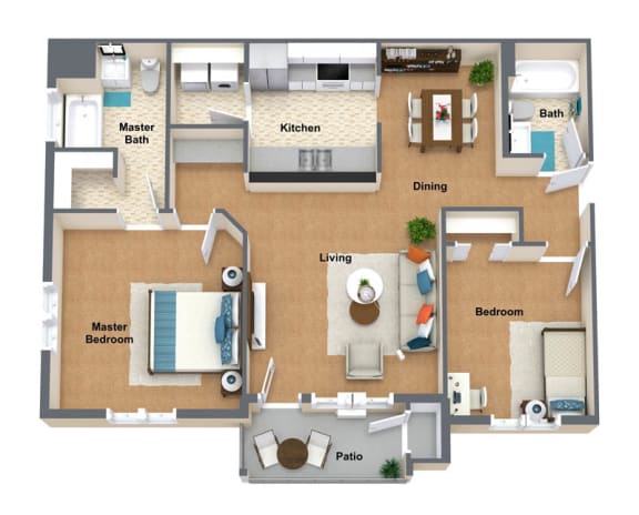 Milagro Floor Plan 1,080 Sq.Ft. at The Lusitano Apartments, Spokane, WA, 99208