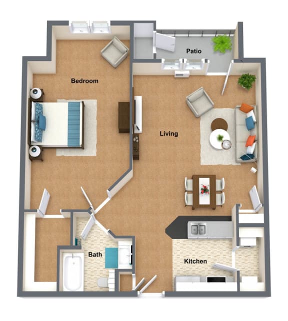 Modena Floor Plan Modena Floor Plan 972 Sq.Ft. at The Lusitano Apartments, Spokane