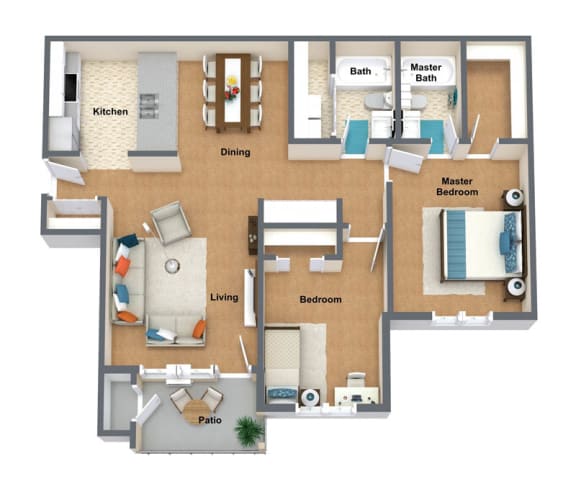 Umbroso Alt Floor Plan 1,070 Sq.Ft. at The Lusitano Apartments, Spokane, WA, 99208