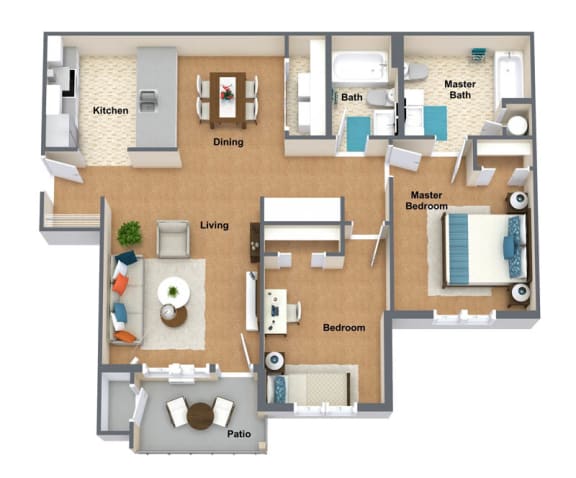 Umbroso Floor Plan 1,070 Sq.Ft. at The Lusitano Apartments, Washington, 99208