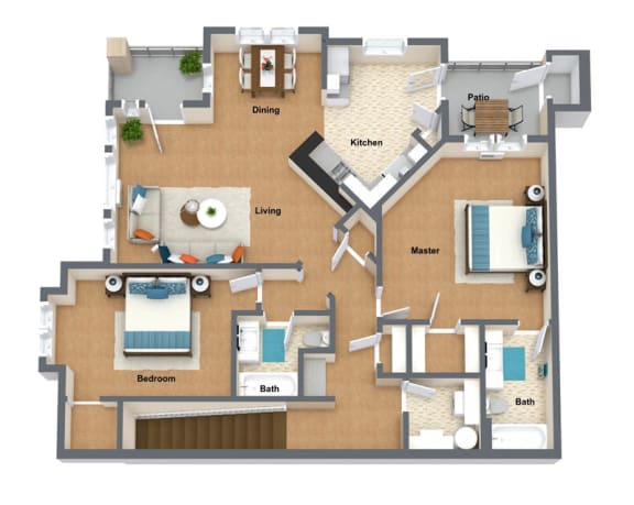Velasco Alt Floor Plan 1,265 Sq.Ft. at The Lusitano Apartments, Spokane, Washington