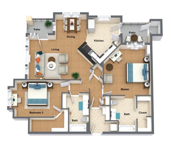 Velasco Floor Plan 1,265 Sq.Ft. at The Lusitano Apartments, Spokane, Washington