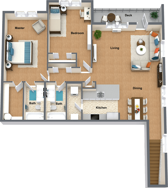 Riesling Floor Plan 1,310 Sq.Ft. at The Reserve At Shelley Lake Apartments, Spokane Valley, WA, 99037