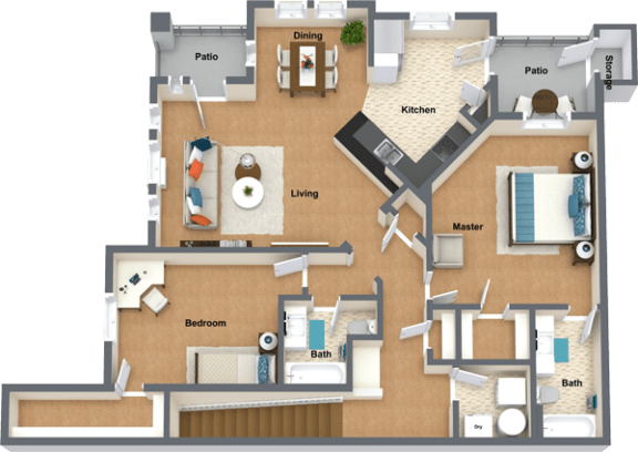St-Laurent Floor Plan 1,265 Sq.Ft. at The Reserve At Shelley Lake Apartments, Spokane Valley, WA